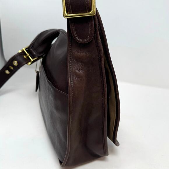 Vintage Coach Legacy Leather Crescent Flap Bag Purse Dark Brown 9718 Saddlebag - Picture 10 of 14